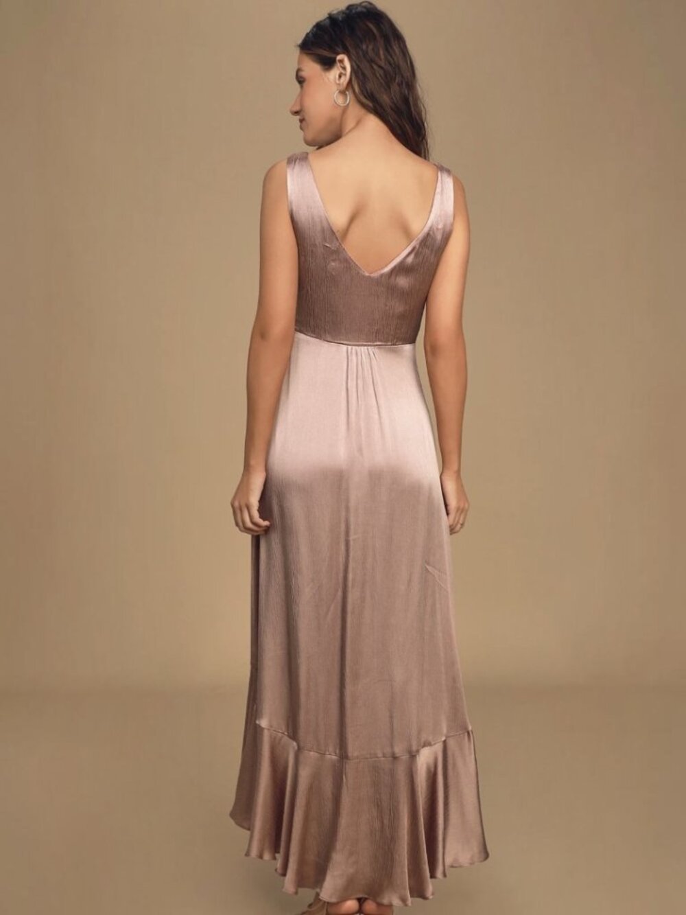 NWT Lulus Abundant Love Mauve Ruffled High-Low Maxi Dress (size S) - Picture 3 of 9